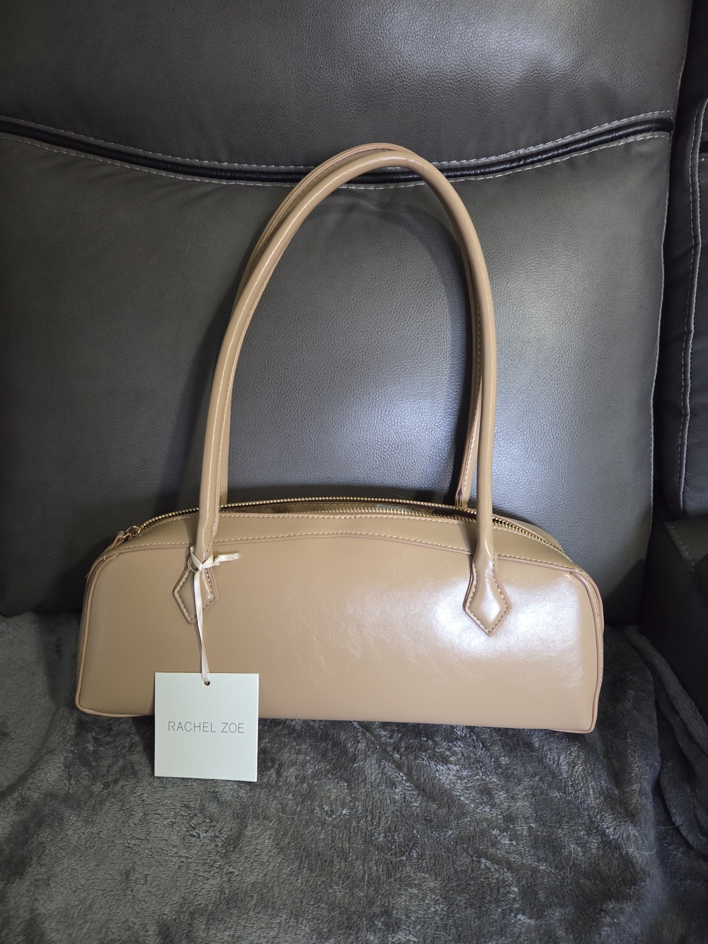 Rachel Zoe Blush Nude Patent Leather Shoulder Bag